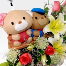 Regalo para enamorados con Rosas, Lirios y 2 peluches (FO-9) - #1